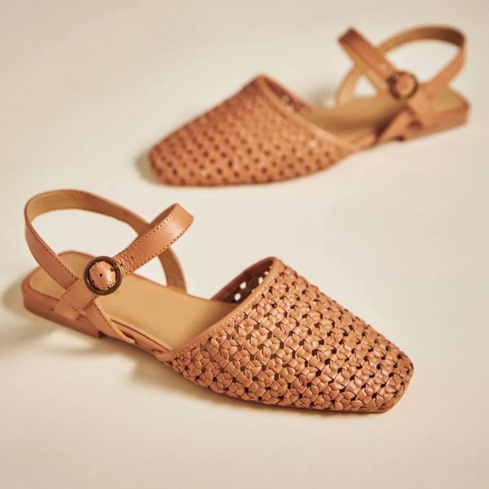 Pilcro Tan Woven Slingback Flats